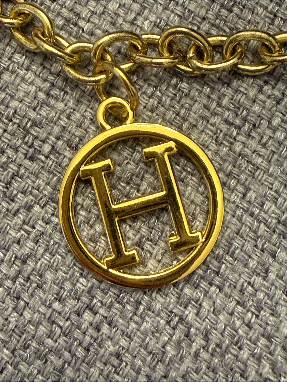 Gold Bag Charm Chain with 'H' Monogram, Dog, Horse & Padlock Charms - Picture 3 of 6